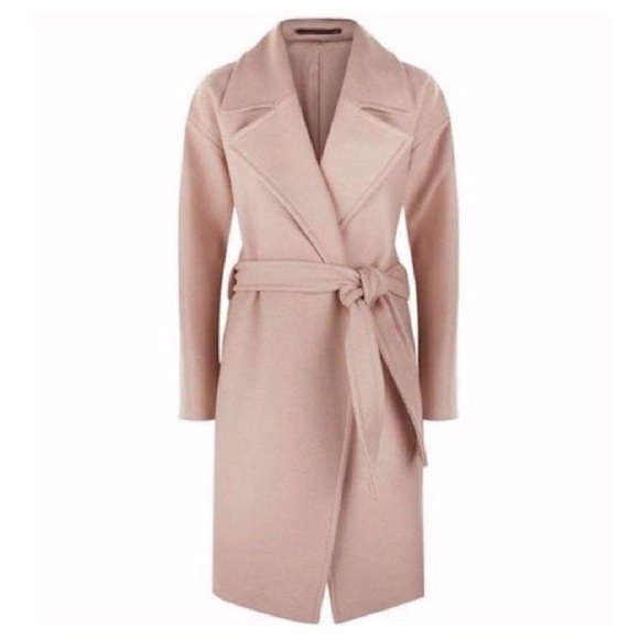 AllSaints blush pink Indira Nesi wool belted wrap coat - Large - Picture 4 of 14